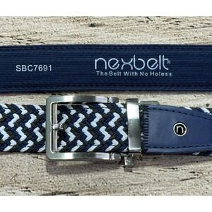 NexBelt Braided Anchor Golf Belt Fits Up To 32" Navy Blue White Woven Ratchet